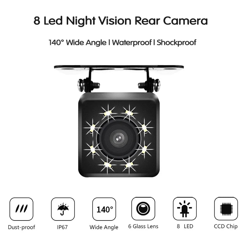 High-Definition Waterproof Rear Camera for Driving Recorders - 140° Wide Angle, Night Vision, and Parking Monitoring