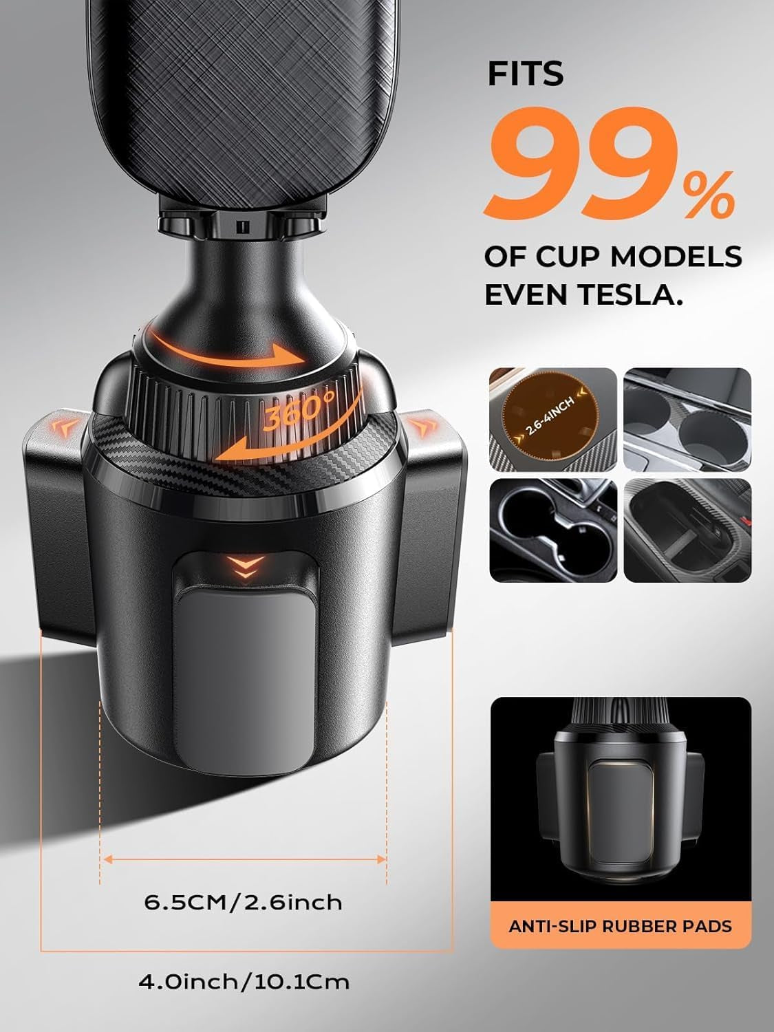 Cup Phone Holder [No Shaking] Phone Holder for Car, 360 Adjustable Iphone Holder for Car Accessories for Women Truck Jeep Golf for Iphone 17 Pro Max 16 15 14 13 Samsung S25 All 4-7'' Phone