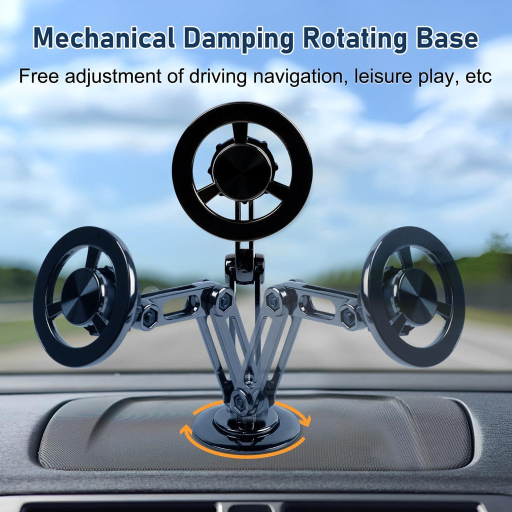 Universal 360° PRO Magnetic Suction Phone Holder Car,Alloy Folding Magnetic Cell Phone Holder for Car [Super Strong Magnet] Bracket Magnetic Dashboard Phone Car Mount for All Smartphone (Black)