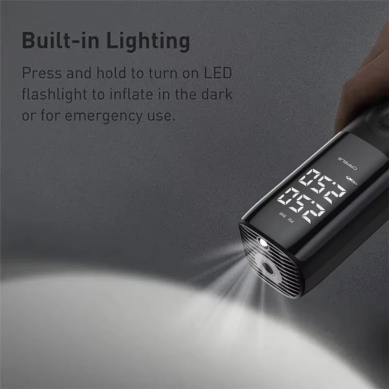 Effortless Inflation Anywhere: Portable 12V 150PSI Car Tire Air Pump with Extended Cord for Cars, Motorcycles, and Bicycles