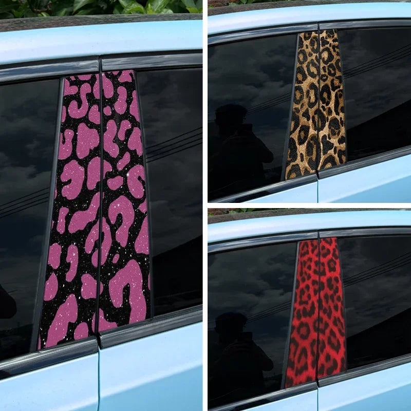 Leopard Print Car Stickers - Waterproof Vinyl DIY Door Decals for Stylish Auto B Pillar Protection