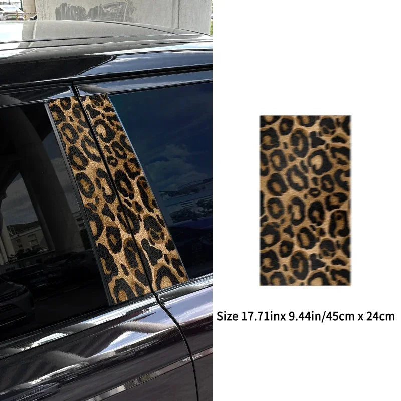 Leopard Print Car Stickers - Waterproof Vinyl DIY Door Decals for Stylish Auto B Pillar Protection
