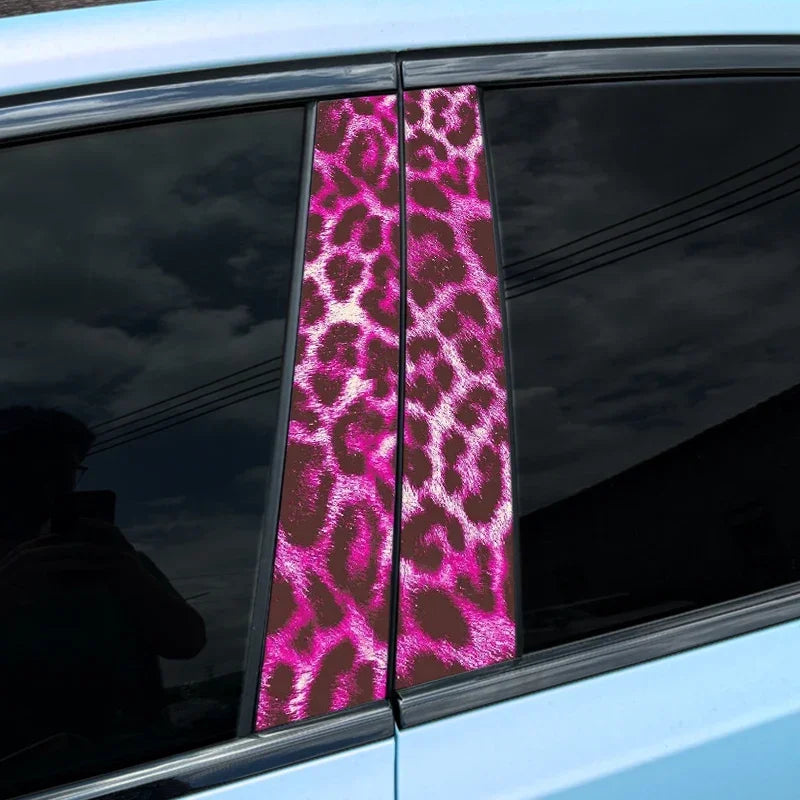 Leopard Print Car Stickers - Waterproof Vinyl DIY Door Decals for Stylish Auto B Pillar Protection