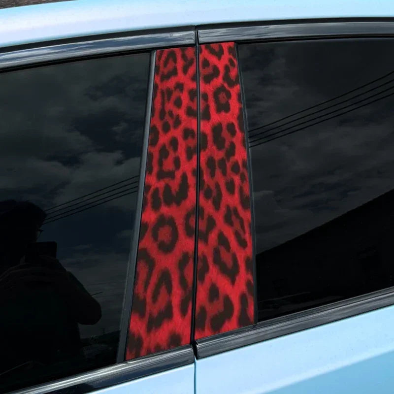 Leopard Print Car Stickers - Waterproof Vinyl DIY Door Decals for Stylish Auto B Pillar Protection