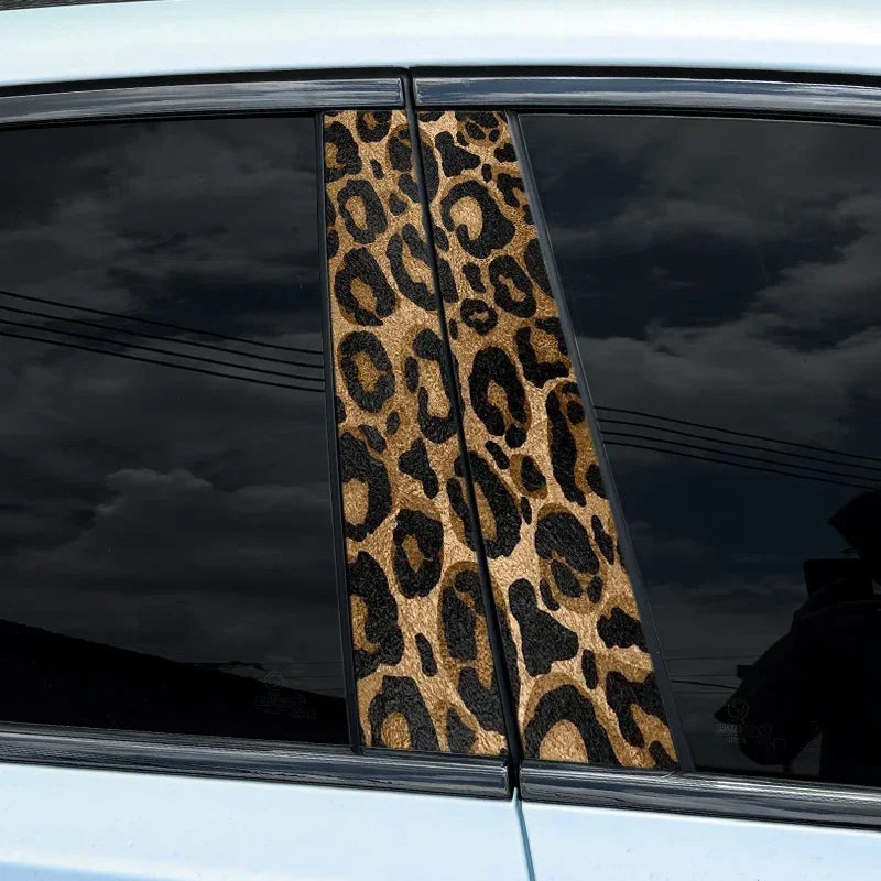 Leopard Print Car Stickers - Waterproof Vinyl DIY Door Decals for Stylish Auto B Pillar Protection