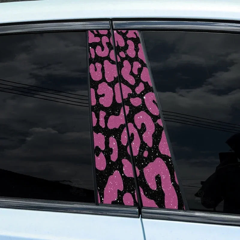 Leopard Print Car Stickers - Waterproof Vinyl DIY Door Decals for Stylish Auto B Pillar Protection