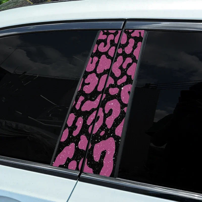 Leopard Print Car Stickers - Waterproof Vinyl DIY Door Decals for Stylish Auto B Pillar Protection