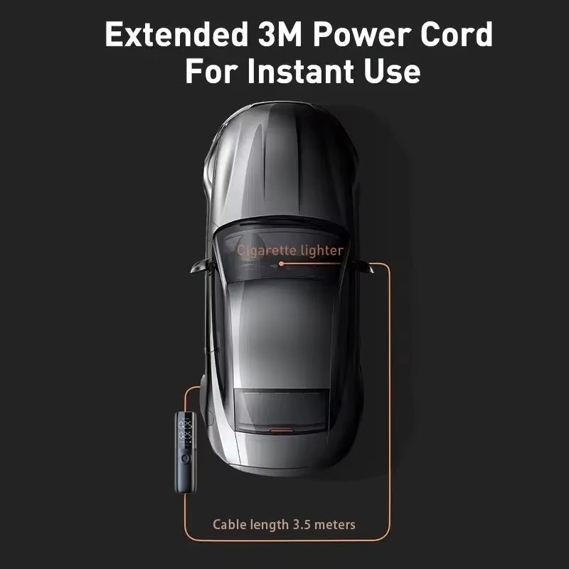 Effortless Inflation Anywhere: Portable 12V 150PSI Car Tire Air Pump with Extended Cord for Cars, Motorcycles, and Bicycles