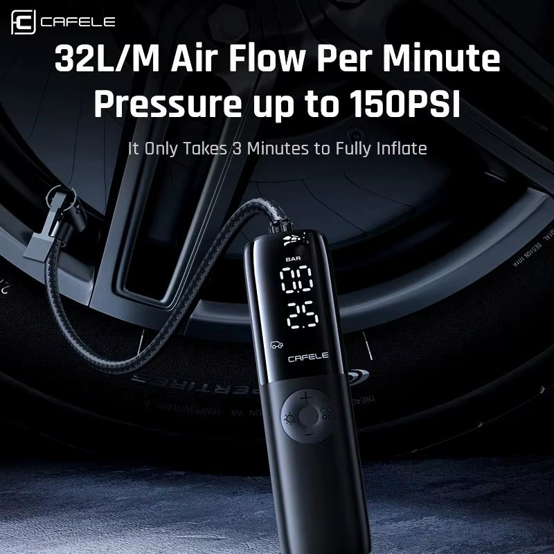 Effortless Inflation Anywhere: Portable 12V 150PSI Car Tire Air Pump with Extended Cord for Cars, Motorcycles, and Bicycles